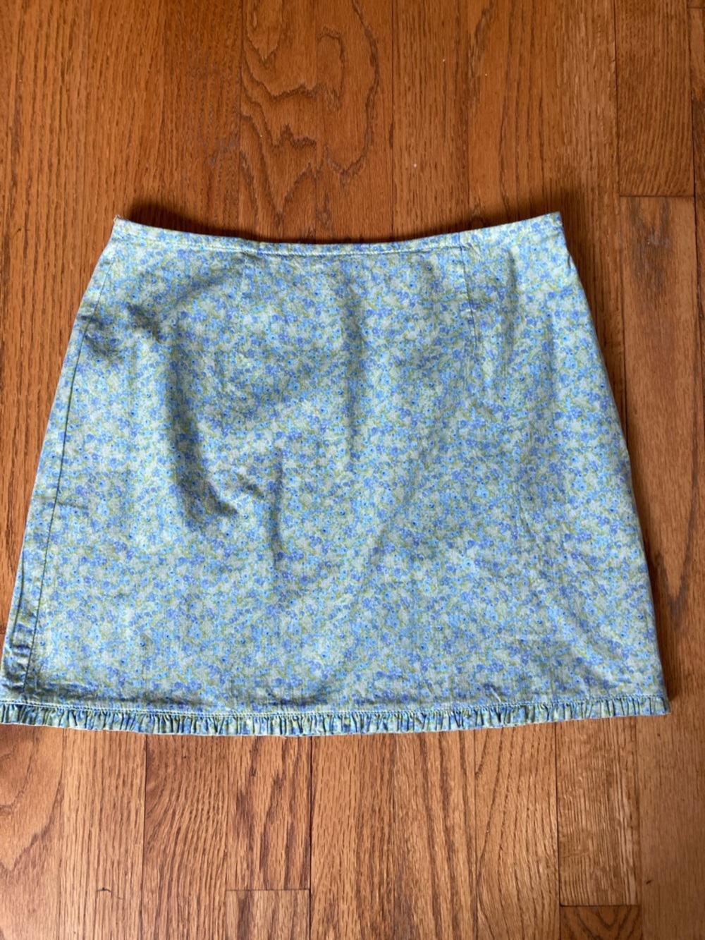 Y2K Express Blue and Green Floral Mini Skirt